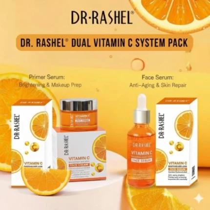 pack éclaircissant et anti-âge dr rashel sérum & crème visage vitamine c et acide hyaluronique