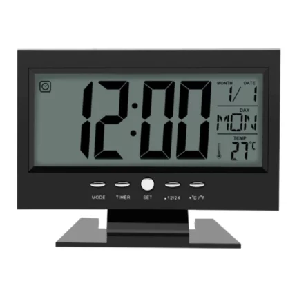 réveil numérique led intelligente à commande vocale avec calendrier ds-8082 noir