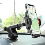 support de téléphone portable smartphone universel rotatif 360° à ventouse silicone noir pour voiture