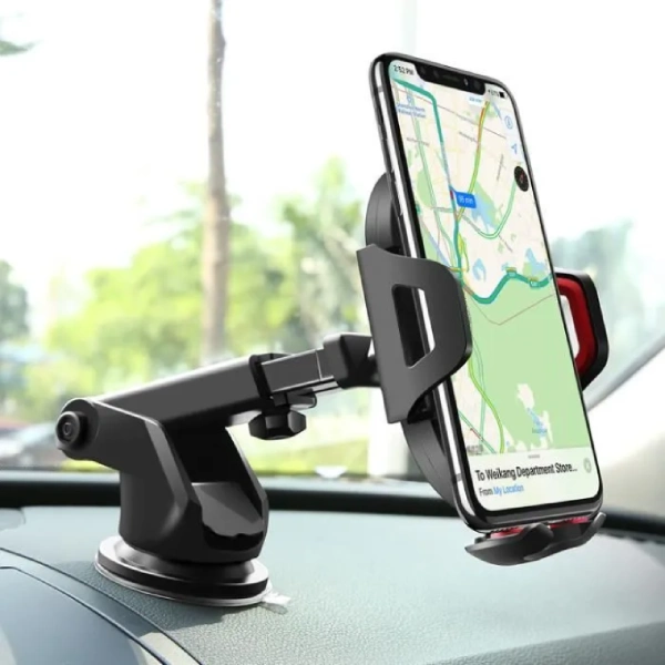 support de téléphone portable smartphone universel rotatif 360° à ventouse silicone noir pour voiture