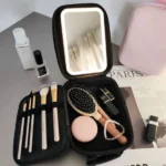 trousse de maquillage de voyage vanity avec miroir lumineux led noir