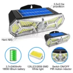 applique murale solaire 126 led smd avec capteur détecteur de mouvement