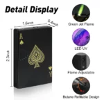 briquet tempête allume-torche jet flamme design carte poker ace as de pique noir rechargeable à gaz butane