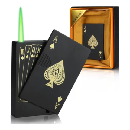 briquet tempête allume-torche jet flamme design carte poker ace as de pique noir rechargeable à gaz butane