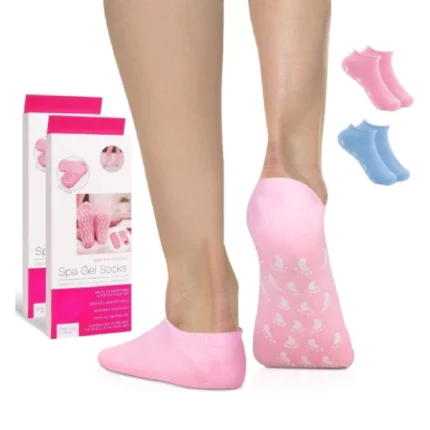 2 chaussettes hydratantes antidérapantes spa en gel silicone, moisturising spa gel socks