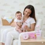 coffret de soins peau hygiène rose bébé maman johnson's baby frederm, Johnson's 24h Moisture Soft Cream, Johnson's Baby Oil, Savon Frederm à l'Eau de Rose, Musc Tahara à la Grenade