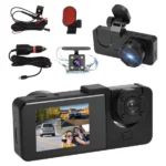 dashcam caméra de voiture tableau de bord dual lens full hd 1080p 3 canaux