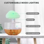 diffuseur d'huiles essentielles humidificateur nuage champignon de pluie veilleuse 7 couleurs led