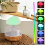 diffuseur d'huiles essentielles humidificateur nuage champignon de pluie veilleuse 7 couleurs led