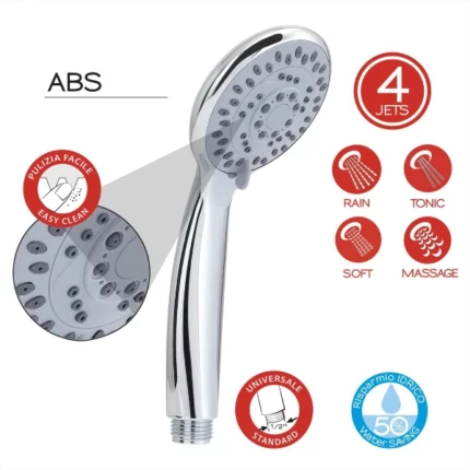 kit de douche douchette à main 3 fonctions en abs chromé avec support turquie
