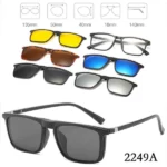 lunettes 6en1 polarisés magnétiques rectangulaires 2249a, 5 verres clip on solaire, vision, nocturne, conduite