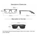 lunettes 6en1 polarisés magnétiques rectangulaires 2249a, 5 verres clip on solaire, vision, nocturne, conduite