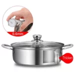 marmite basse tri-ply en acier inoxydable de qualité premium 304 avec couvercle en verre