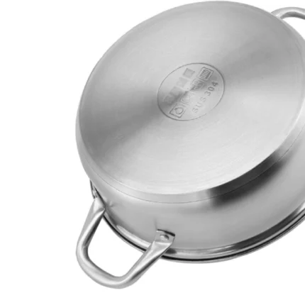 marmite basse tri-ply en acier inoxydable de qualité premium 304 avec couvercle en verre