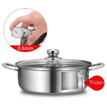 marmite basse tri-ply en acier inoxydable de qualité premium 304 avec couvercle en verre