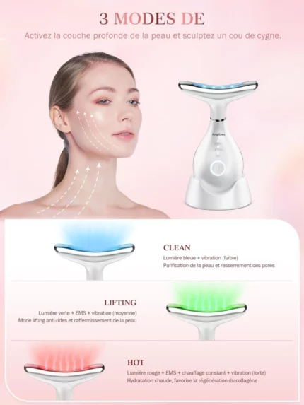 appareil de massage visage masseur facial intelligent lifting ems photothérapie LED thermothérapie whale beauty kungfuren