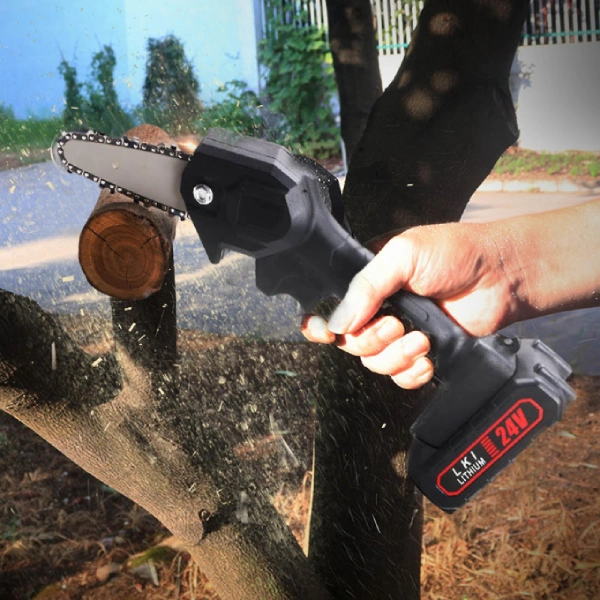 mini scie tronçonneuse électrique sans fil 2 batteries zw1594 24v