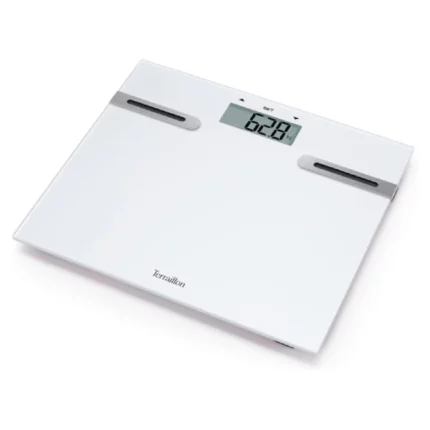 pèse-personne impédancemètre tracker terraillon plateau verre, analyse composition corporelle, capacité 150 kg