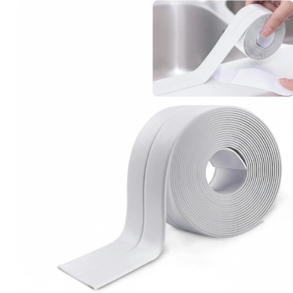 ruban joint de calfeutrage auto-adhésif étanche boss tape blanc pour scellage mural, douche, toilette, cuisine, salle de bain