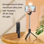 baguette de selfie trépied multifonction 3en1 r1s avec lampe beauté led et télécommande bluetooth