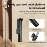 baguette de selfie trépied multifonction 3en1 r1s avec lampe beauté led et télécommande bluetooth