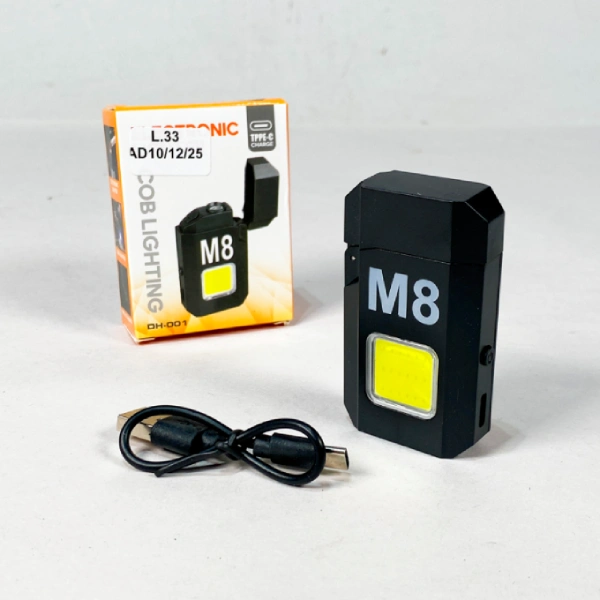 briquet électrique rechargeable multifonctionnel arc m8 dh6002 noir en aluminium avec torche lampe cob