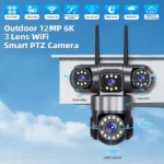 caméra de surveillance 4g ptz 360° 12mp ultra hd 3 objectifs zoom x16 v380 pro, détection analyse ai