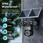 caméra de surveillance solaire 4g ptz 360° 12mp ultra hd 4K 4 objectifs lens hieasy + 2 panneaux solaires, détection ai, détection ir, vision nocturne couleur