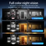 caméra de surveillance solaire 4g 5g 9mp ultra hd 6k 3 objectifs lens v380 pro, détection ai, détection ir, vision nocturne couleur