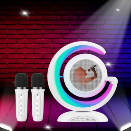 enceinte haut-parleur karaoké lumineuse sans fil bluetooth ys-110 avec 2 microphones sans fil