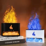 humidificateur diffuseur d'arômes huiles 3en1 effet flamme colorée en pierre cristaux de sel