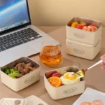 pack 4 boîtes lunch box inox 600ml avec sac isotherme rectangulaire