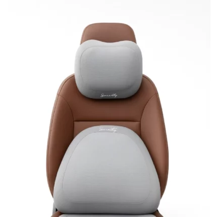 pack confortdrive ergonomique 2en1 coussin de siège rehausseur cervical lombaire assise en mousse à mémoire pour voiture et bureau gris clair