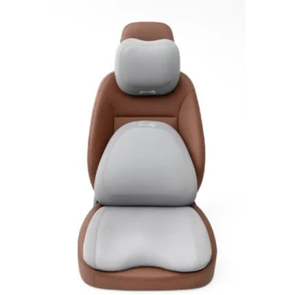pack confortdrive ergonomique 3en1 coussin de siège rehausseur cervical lombaire assise en mousse à mémoire pour voiture et bureau gris clair