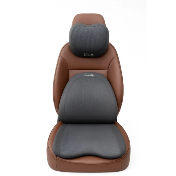 pack confortdrive ergonomique 3en1 coussin de siège rehausseur cervical lombaire assise en mousse à mémoire pour voiture et bureau gris foncé