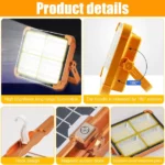 projecteur lampe de travail led solaire rechargeable usb 100w 10000 lumens étanche ip66 ry-t95c