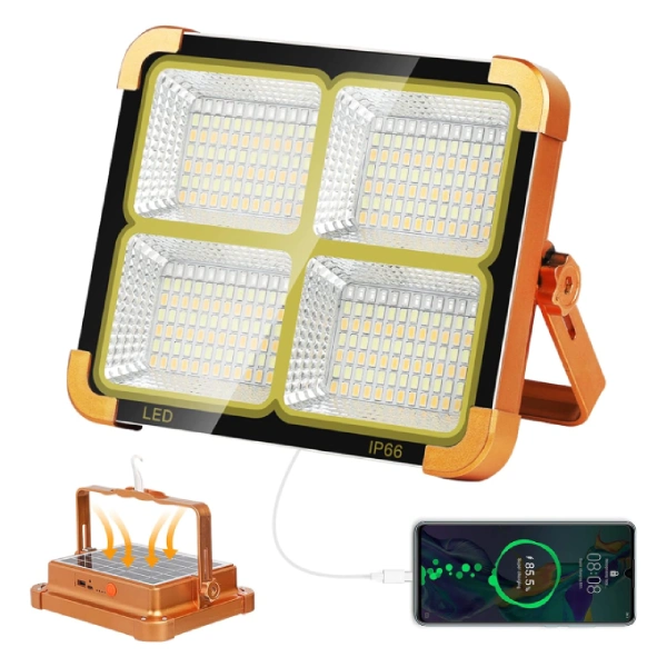 projecteur lampe de travail led solaire rechargeable usb 100w 10000 lumens étanche ip66 ry-t95c