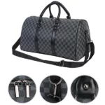 sac de voyage chic keepall damier ébène motif carreaux en cuir pu noir