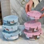 set de 3 boîtes de conservation alimentaires frigoverre en verre borosilicate avec couvercles hermétiques 420ml 660ml 950ml