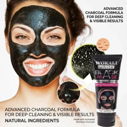 wokali white black mask masque visage peel-off au charbon actif noir bambou