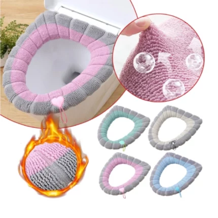 abattant housse siège de toilette en peluche chaude lavable