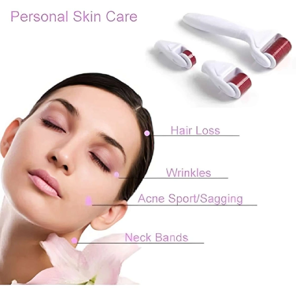 kit derma roller 4en1 3 rouleaux de massage à aiguilles, boost de collagène