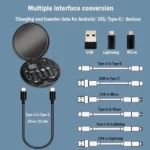 kit cables connecteurs multifonctions usb-c 5en1, cable charge rapide 60w