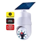 lampe solaire caméra de sécurité led 360° à détecteur de mouvement ontel handy brite security, ressemble à une caméra de surveillance