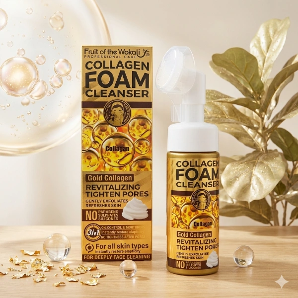 nettoyant visage moussant collagène gold collagen foam cleanser fruit of the wokali 150ml