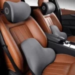 pack ensemble housse coussin de soutien lombaire et cervical à mémoire de forme confort pour siège de voiture gris