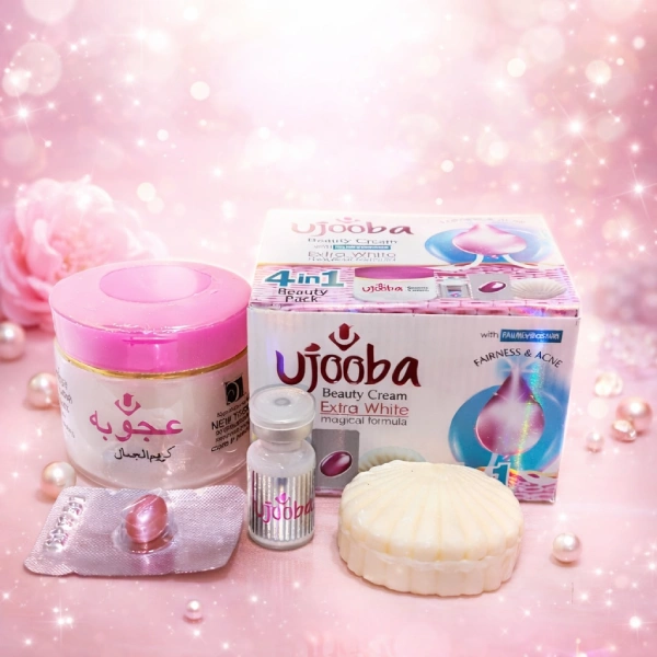 pack de soin visage ujooba beauty 4in1 4en1, savon, crème, sérum, capsule vitamines