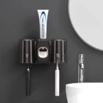 porte-brosse à dents distributeur de dentifrice automatique mural 3en1 noir