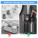 Porte-Brosse Mural & Distributeur de Dentifrice Automatique - Noir – Image 3