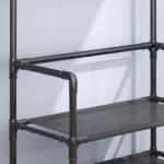 Porte-Manteau d'Entrée Multifonctionnel avec Étagère à Chaussures en Métal Noir – Image 3